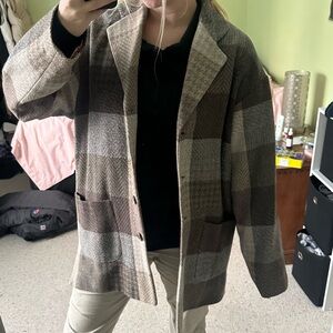 Vintage thick plaid/tweed button up jacket size medium